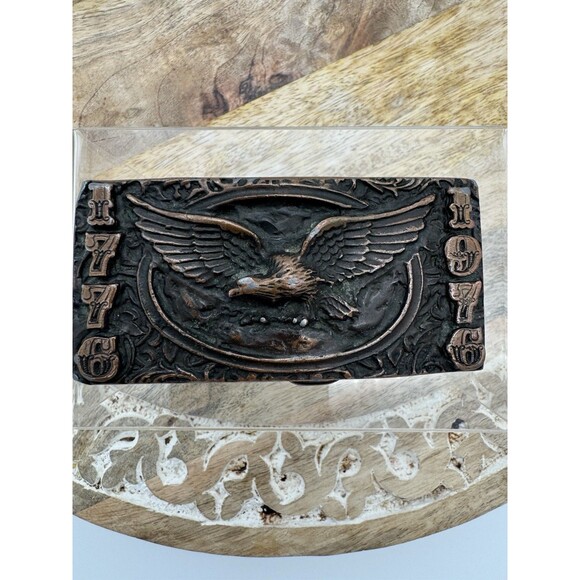 1776-1976 Bicentennial Belt Buckle Eagle USA Patriotic Brass by Adezy Denver - Picture 1 of 3